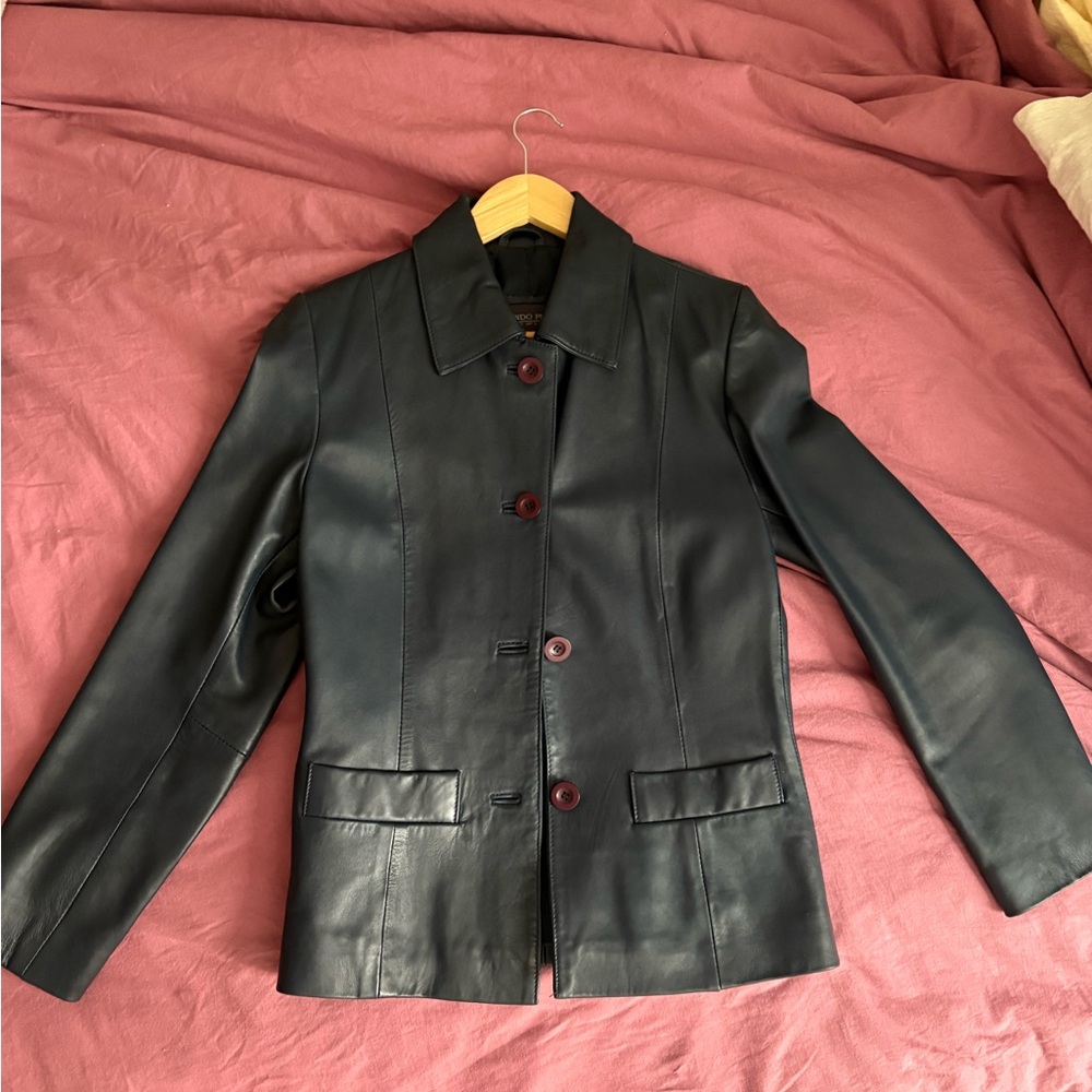Dark Navy Leather Jacket